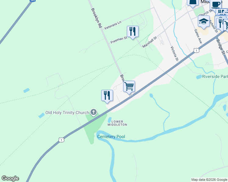 map of restaurants, bars, coffee shops, grocery stores, and more near 29 Glen Lane in Middleton