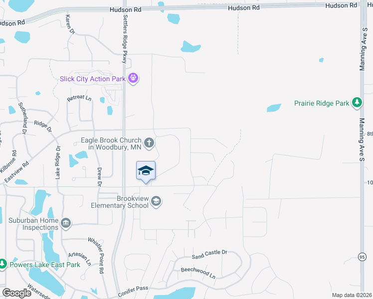map of restaurants, bars, coffee shops, grocery stores, and more near Unnamed Road in Woodbury