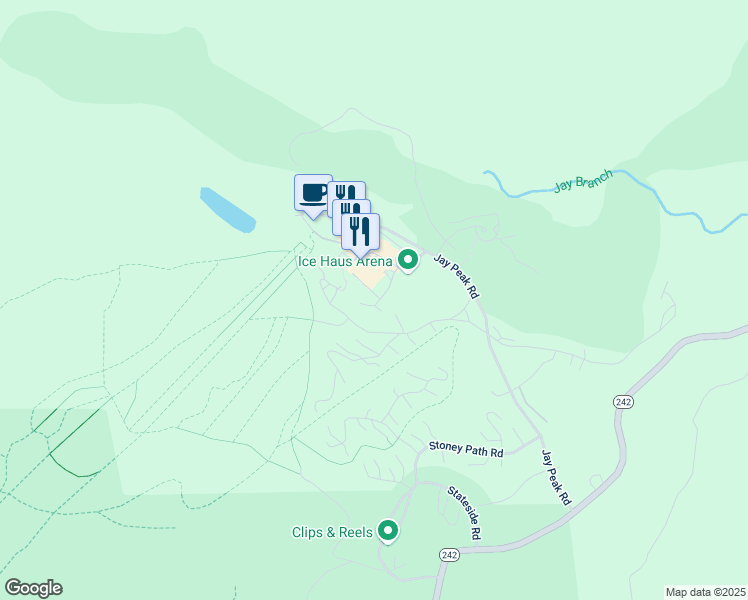 map of restaurants, bars, coffee shops, grocery stores, and more near 436 North Village Road in Jay