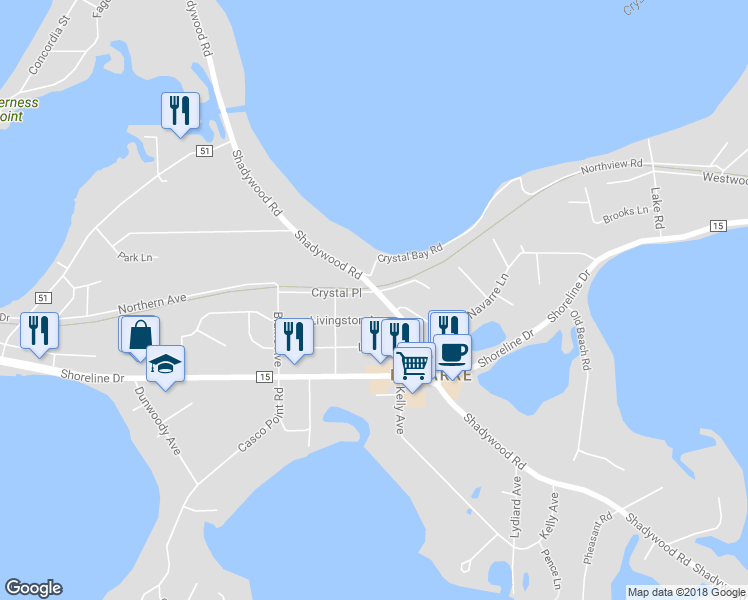 map of restaurants, bars, coffee shops, grocery stores, and more near 3443 Crystal Place in Wayzata