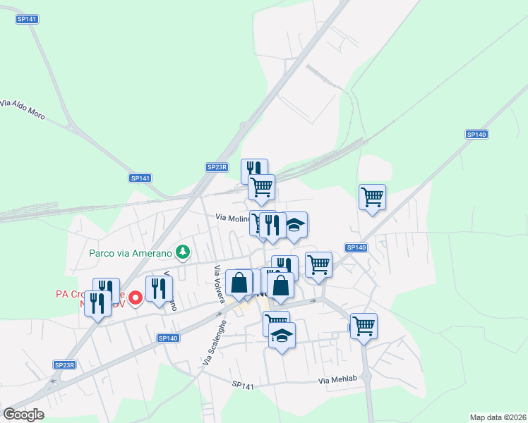 map of restaurants, bars, coffee shops, grocery stores, and more near 78A Via Stazione in None