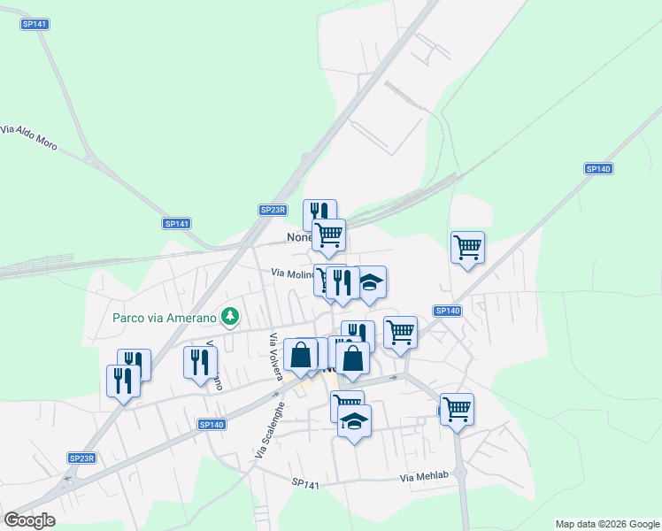 map of restaurants, bars, coffee shops, grocery stores, and more near 78A Via Stazione in None