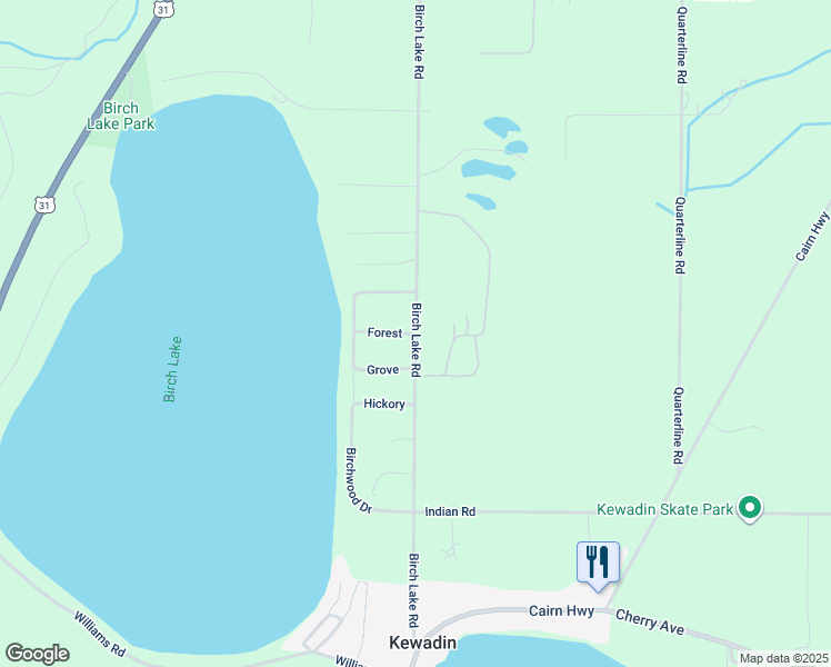 map of restaurants, bars, coffee shops, grocery stores, and more near 6625 Forest in Antrim