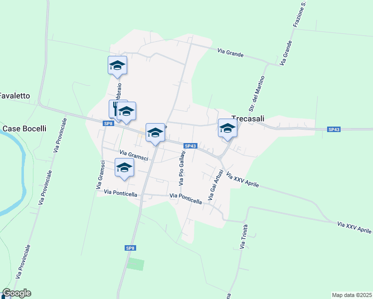map of restaurants, bars, coffee shops, grocery stores, and more near 1 Via Pio Gallani in Trecasali