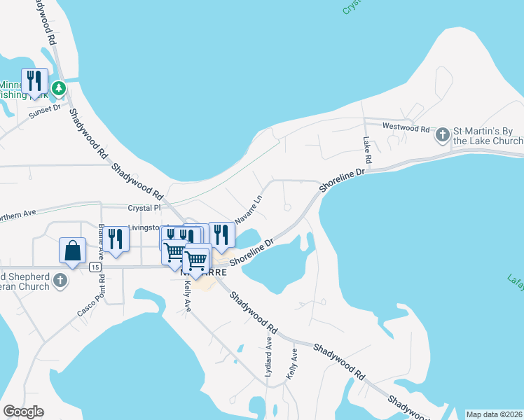 map of restaurants, bars, coffee shops, grocery stores, and more near 3215 Lafayette Ridge Court in Wayzata