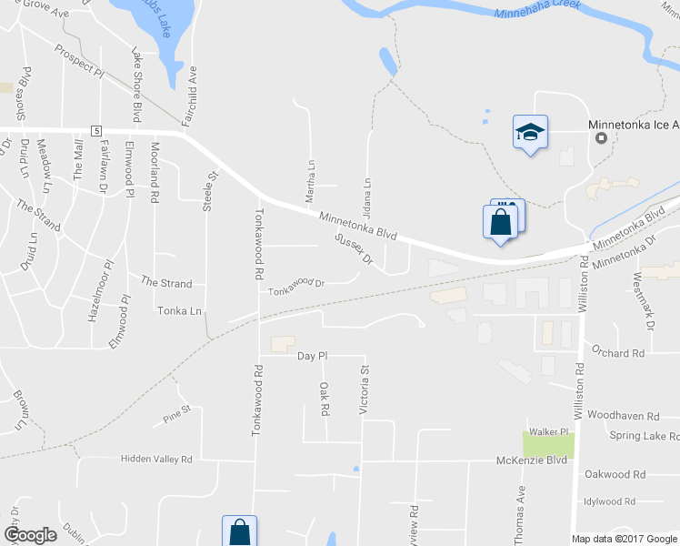 map of restaurants, bars, coffee shops, grocery stores, and more near 15680 Tonkawood Drive in Minnetonka