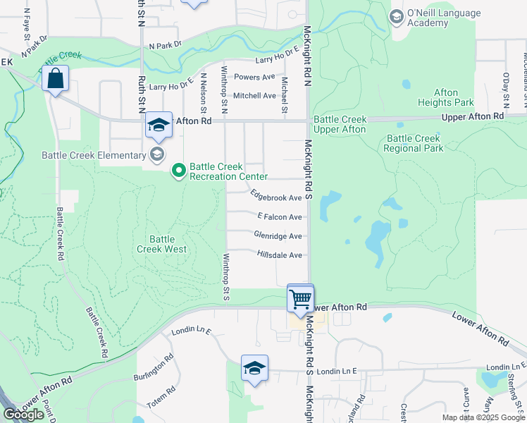 map of restaurants, bars, coffee shops, grocery stores, and more near 2197 East Falcon Avenue in Saint Paul