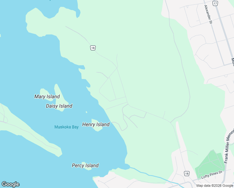 map of restaurants, bars, coffee shops, grocery stores, and more near 130 Robinson Avenue in Gravenhurst