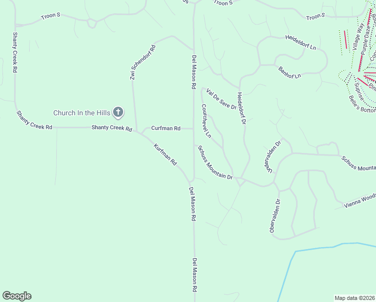 map of restaurants, bars, coffee shops, grocery stores, and more near 6715 Shanty Creek Road in Bellaire