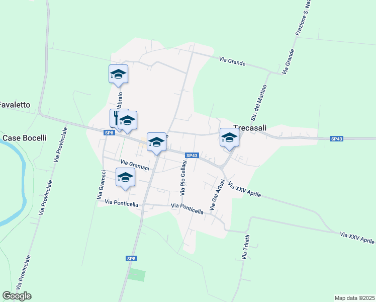 map of restaurants, bars, coffee shops, grocery stores, and more near 1 Via Pio Gallani in Trecasali