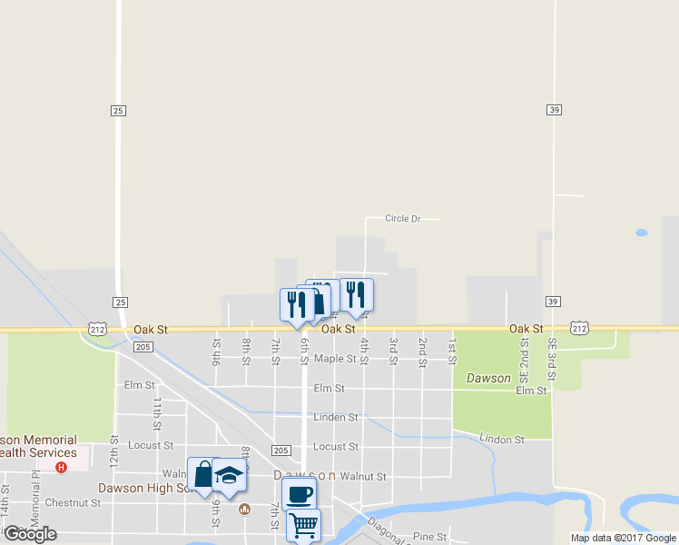map of restaurants, bars, coffee shops, grocery stores, and more near 482 Viking Street in Dawson