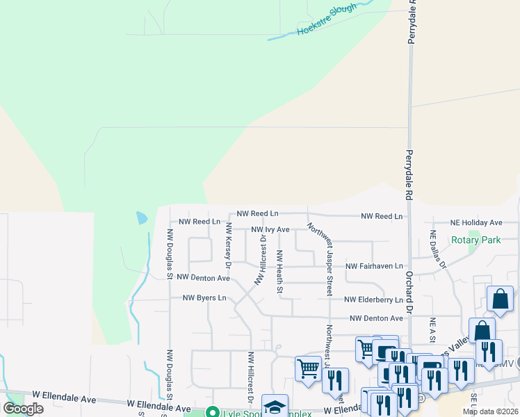 map of restaurants, bars, coffee shops, grocery stores, and more near 410 Northwest Reed Lane in Dallas