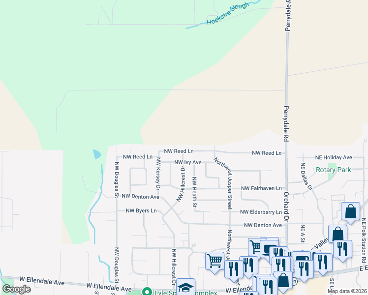 map of restaurants, bars, coffee shops, grocery stores, and more near 350 Northwest Reed Lane in Dallas