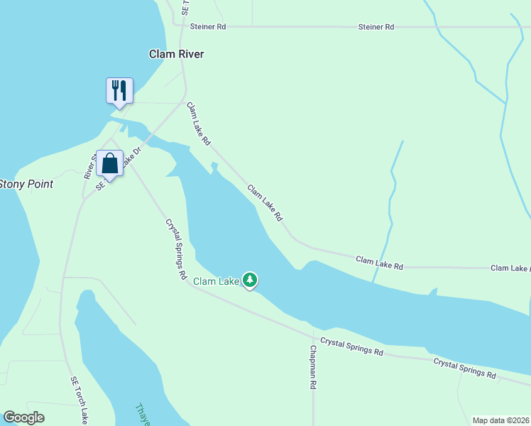 map of restaurants, bars, coffee shops, grocery stores, and more near 9059 Clam Lake Road in Bellaire