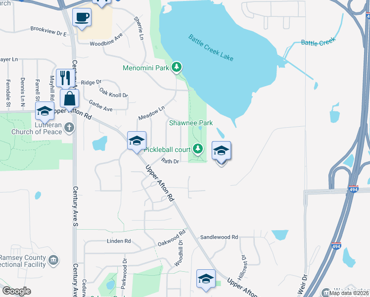 map of restaurants, bars, coffee shops, grocery stores, and more near 717 Hattie Lane in Woodbury