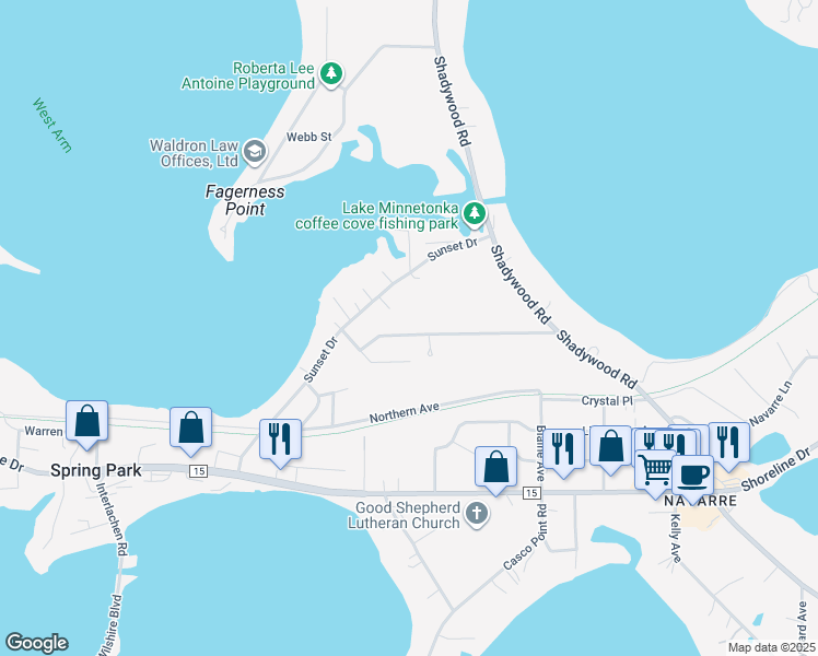 map of restaurants, bars, coffee shops, grocery stores, and more near 3785 Togo Road in Wayzata