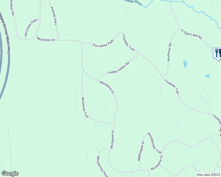 map of restaurants, bars, coffee shops, grocery stores, and more near Michaywe Drive in Gaylord