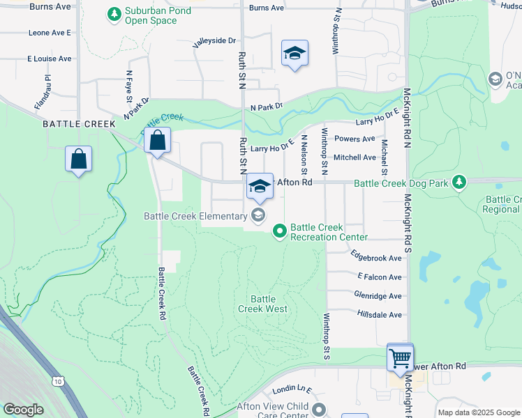 map of restaurants, bars, coffee shops, grocery stores, and more near 60 Ruth Street South in Saint Paul