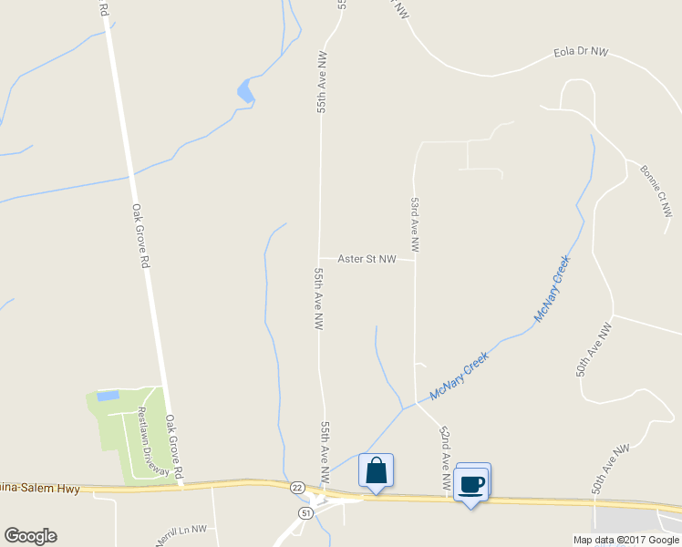 map of restaurants, bars, coffee shops, grocery stores, and more near 440 55th Avenue Northwest in Salem