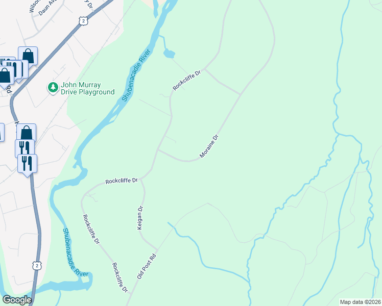 map of restaurants, bars, coffee shops, grocery stores, and more near 34 Moraine Drive in Enfield