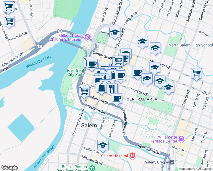 map of restaurants, bars, coffee shops, grocery stores, and more near 498 State Street in Salem