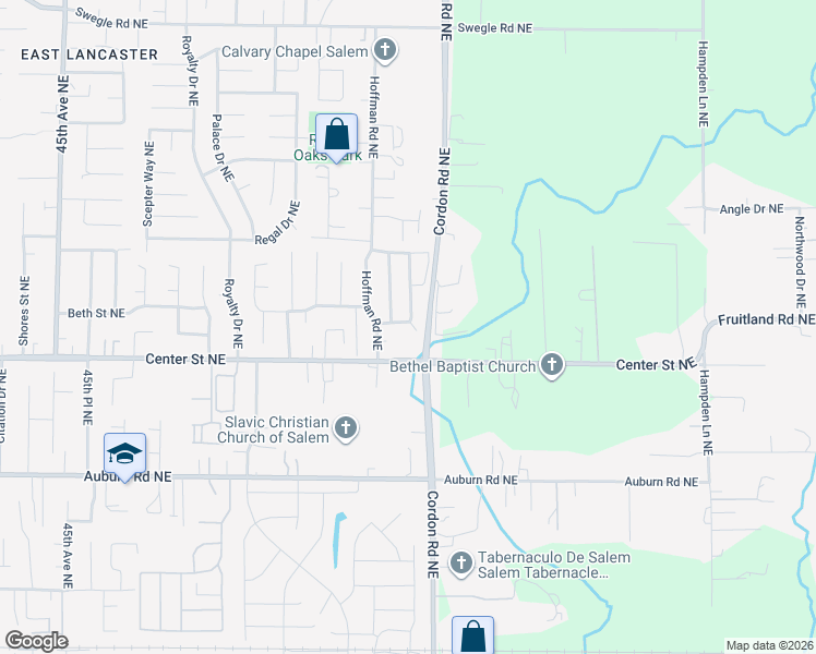 map of restaurants, bars, coffee shops, grocery stores, and more near 4963 Center Street Northeast in Salem