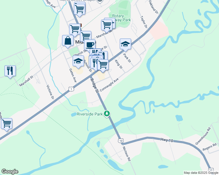map of restaurants, bars, coffee shops, grocery stores, and more near 20 Connaught Avenue in Wilmot