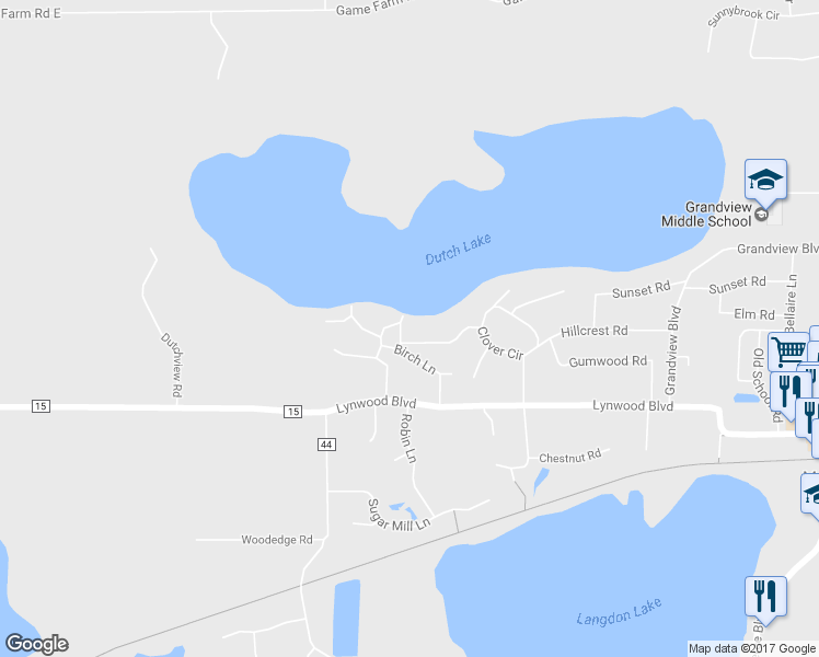 map of restaurants, bars, coffee shops, grocery stores, and more near 6264 Red Oak Road in Mound