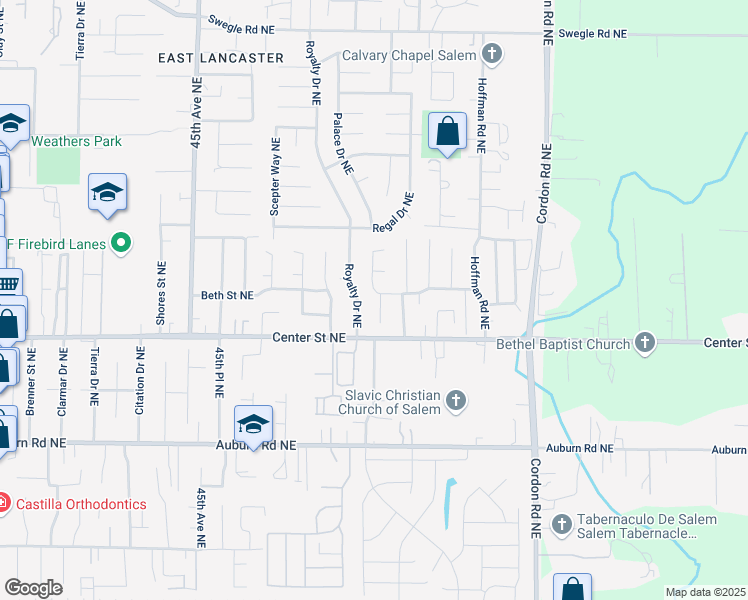map of restaurants, bars, coffee shops, grocery stores, and more near 783 Finch Court Northeast in Salem