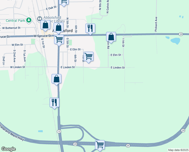 map of restaurants, bars, coffee shops, grocery stores, and more near 302 8th Street in Abbotsford
