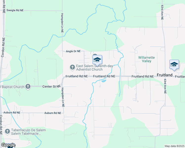 map of restaurants, bars, coffee shops, grocery stores, and more near 5751 Fruitland Road Northeast in Salem