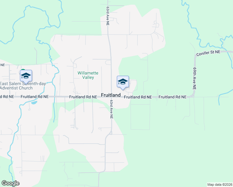 map of restaurants, bars, coffee shops, grocery stores, and more near 6335 Fruitland Road Northeast in Salem