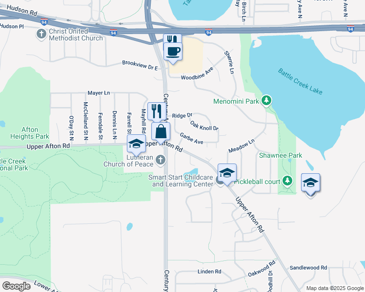 map of restaurants, bars, coffee shops, grocery stores, and more near 6048 Upper Afton Road in Woodbury