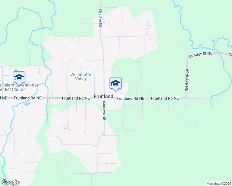 map of restaurants, bars, coffee shops, grocery stores, and more near 6335 Fruitland Road Northeast in Salem