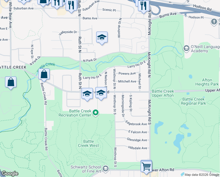 map of restaurants, bars, coffee shops, grocery stores, and more near in Saint Paul