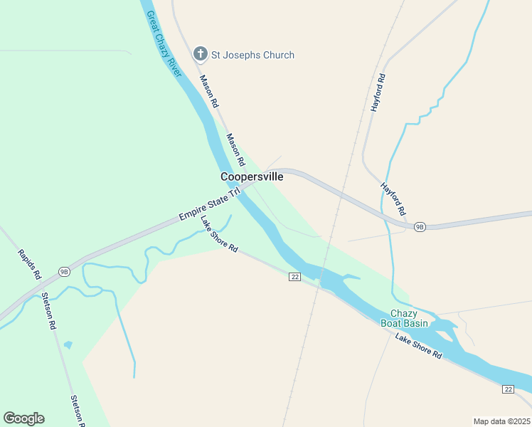 map of restaurants, bars, coffee shops, grocery stores, and more near 22 Bechard Road in Champlain