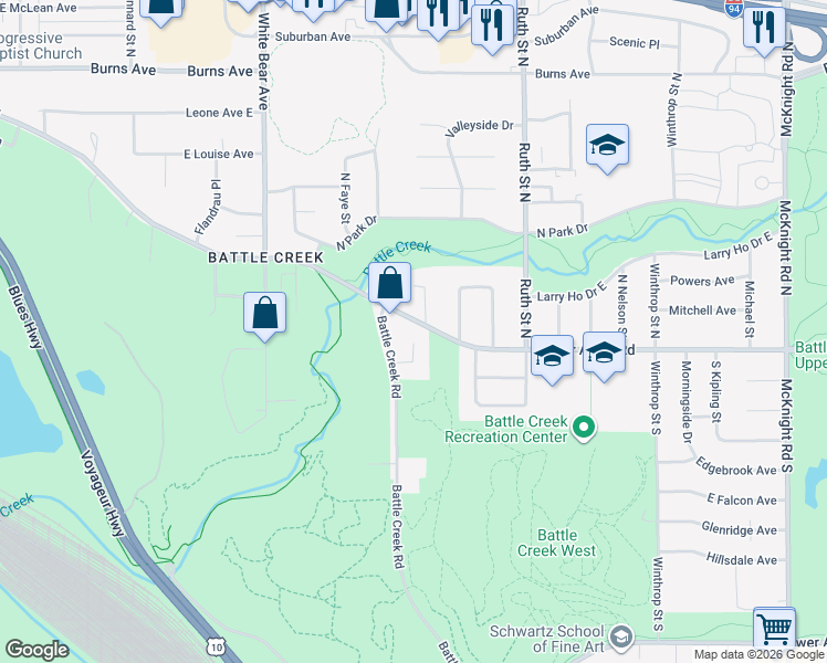 map of restaurants, bars, coffee shops, grocery stores, and more near 1918 Upper Afton Road in Saint Paul