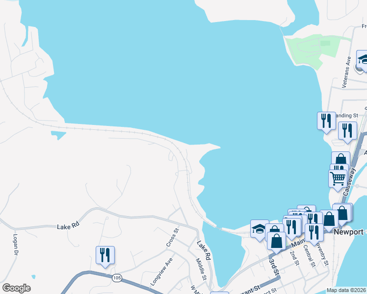 map of restaurants, bars, coffee shops, grocery stores, and more near 57 Farrant Street in Newport