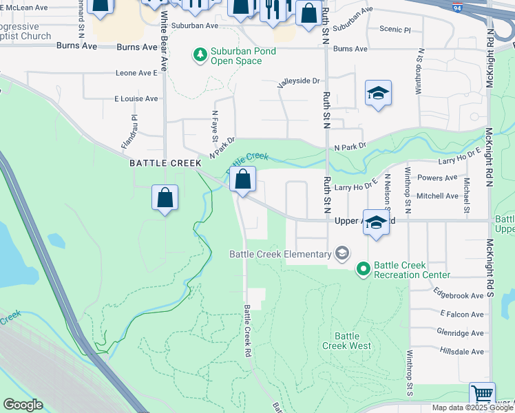 map of restaurants, bars, coffee shops, grocery stores, and more near 1918 Upper Afton Road in Saint Paul