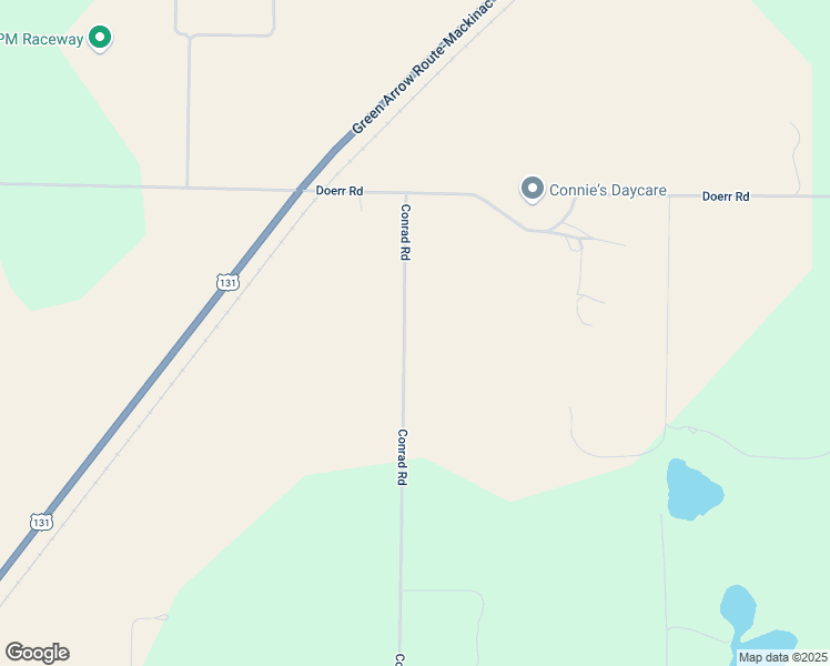 map of restaurants, bars, coffee shops, grocery stores, and more near 6275 Conrad Road in Mancelona