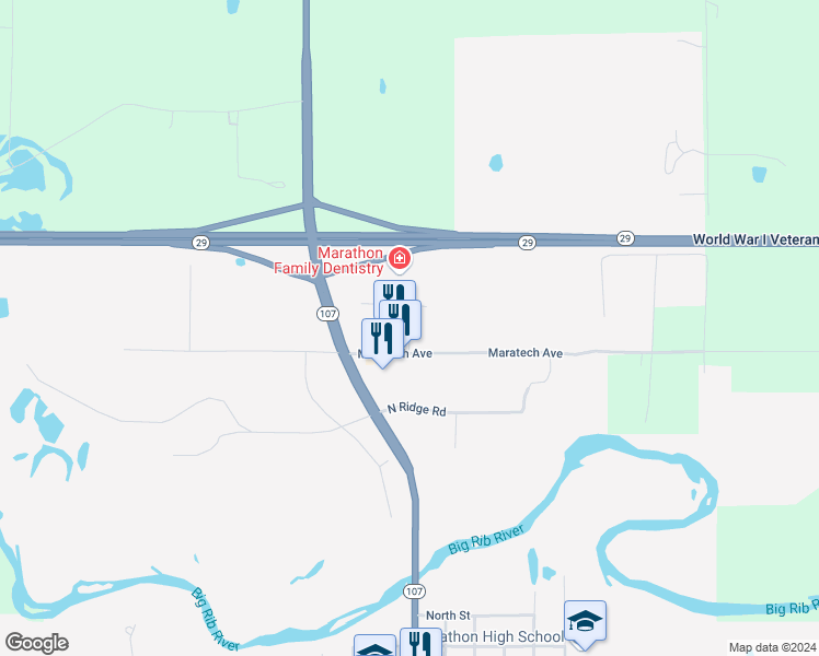 map of restaurants, bars, coffee shops, grocery stores, and more near 668 Maratech Avenue in Marathon City