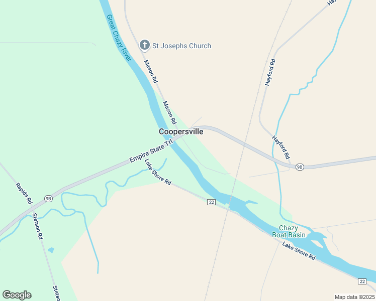 map of restaurants, bars, coffee shops, grocery stores, and more near 22 Bechard Road in Champlain