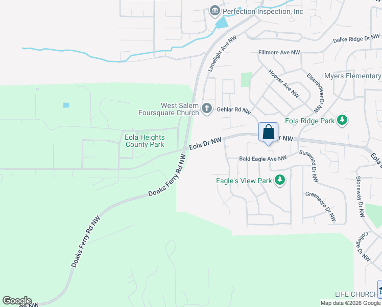 map of restaurants, bars, coffee shops, grocery stores, and more near 3198 Eola Drive Northwest in Salem