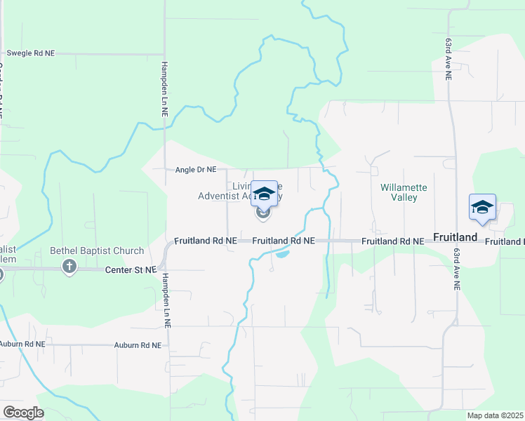map of restaurants, bars, coffee shops, grocery stores, and more near 5751 Fruitland Road Northeast in Salem
