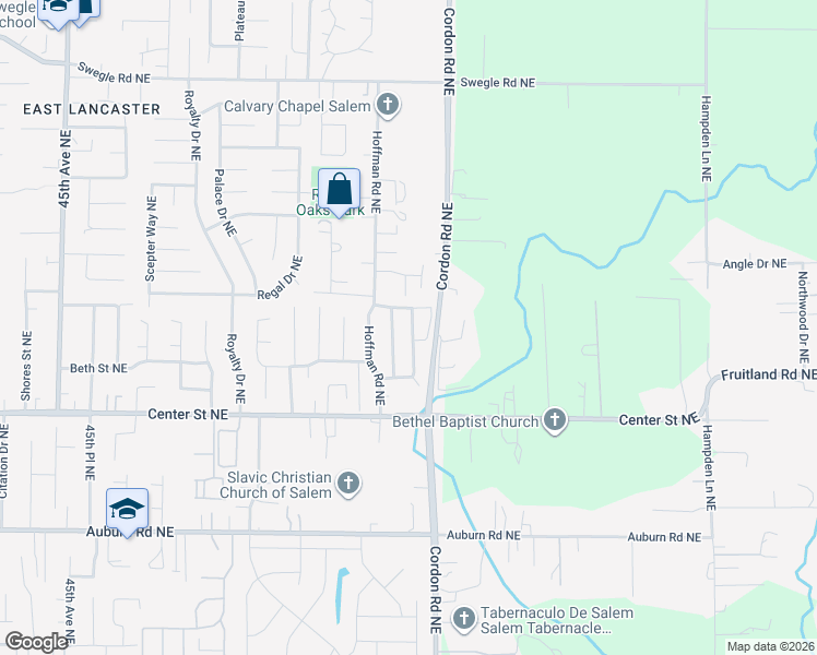 map of restaurants, bars, coffee shops, grocery stores, and more near 4986 Wind Stone Way Northeast in Salem