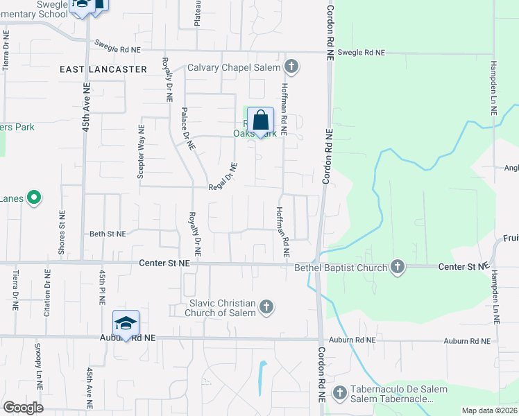 map of restaurants, bars, coffee shops, grocery stores, and more near 856 Blackbird Court Northeast in Salem