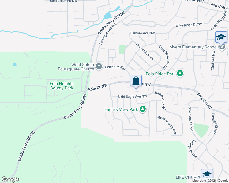 map of restaurants, bars, coffee shops, grocery stores, and more near 553 Golden Eagle Street Northwest in Salem