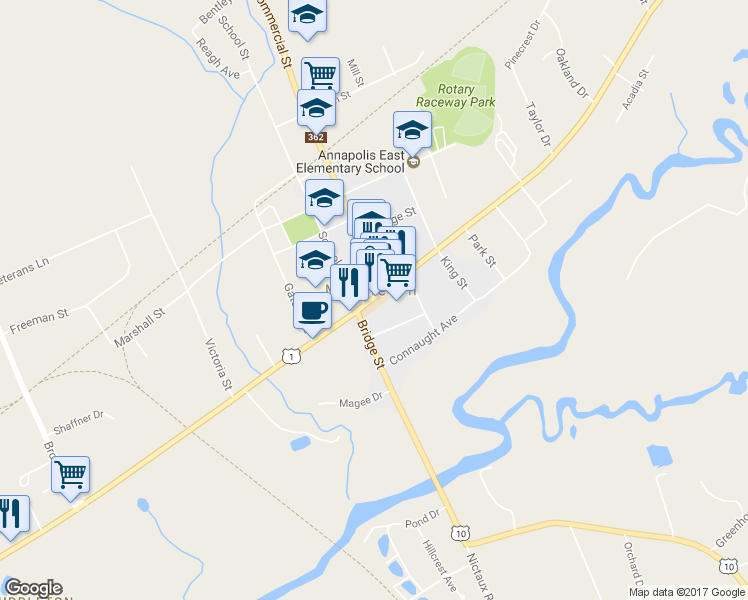 map of restaurants, bars, coffee shops, grocery stores, and more near 284 Main Street in Middleton