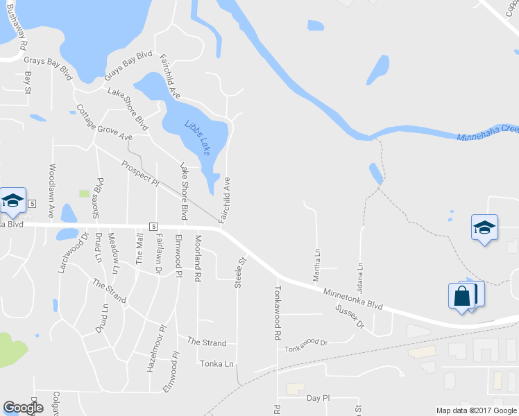 map of restaurants, bars, coffee shops, grocery stores, and more near 3315 Fairchild Avenue in Minnetonka