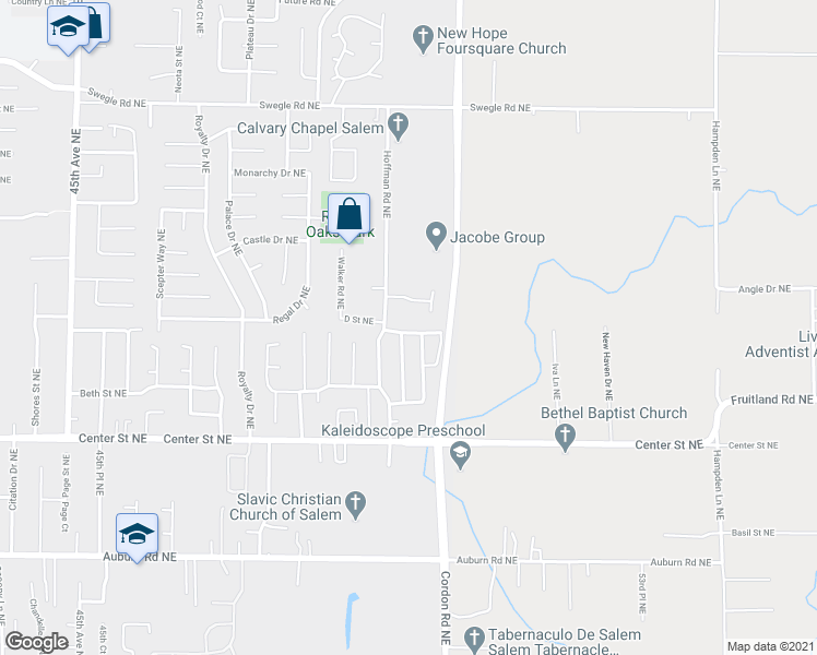 map of restaurants, bars, coffee shops, grocery stores, and more near 1006 Hoffman Road Northeast in Salem
